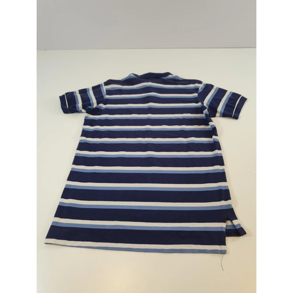 VTG Polo Ralph Lauren Polo Shirt Mens Large Navy Stripe Red Pony USA 90s